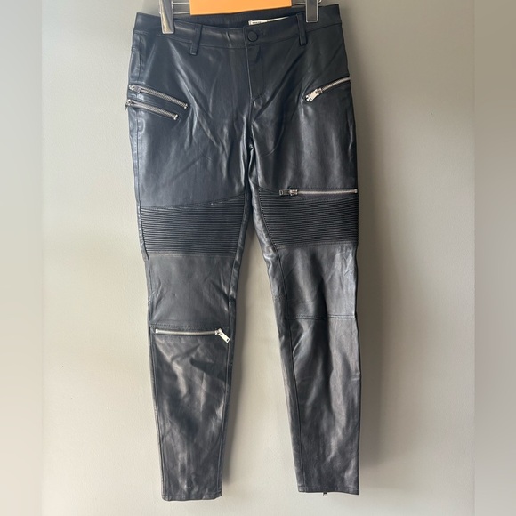 Zara Trf S Small Faux Leather Biker Pants Black Zipper biker core - Picture 3 of 12